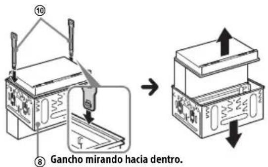 ⑩ ⑧ Gancho mirando hacia dentro. →