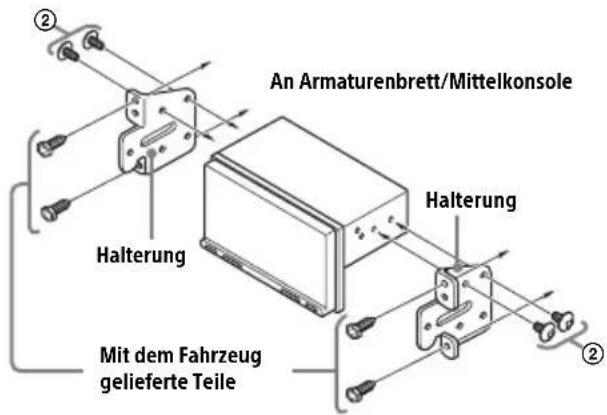 An Armaturenbrett/Mittelkonsole Halterung Halterung Mit dem Fahrzeug gelieferte Teile