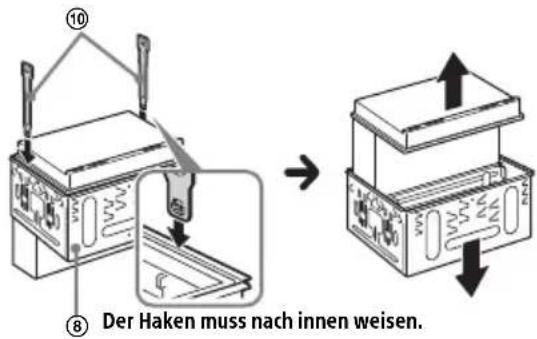 ⑩ ⑧ Der Haken muss nach innen weisen.