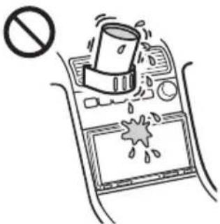 Diagram showing a hand holding a 'no' symbol above a device with a cup and water droplets, indicating no pollution or discharge.