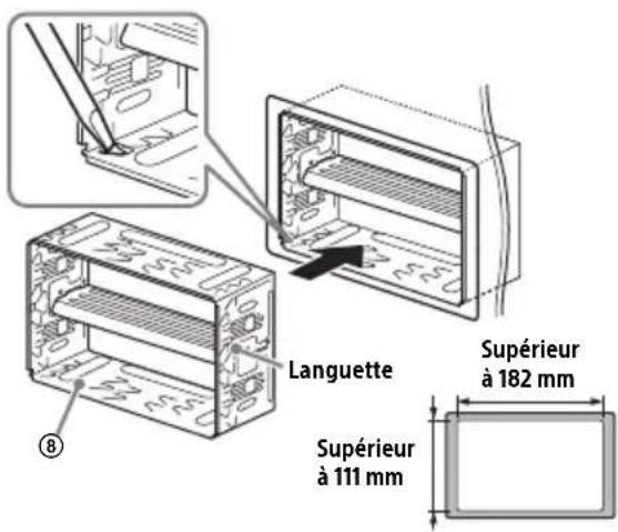 Languette Supérieur à 182 mm Supérieur à 111 mm