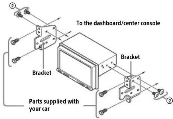To the dashboard/center console Bracket Bracket Parts supplied with your car