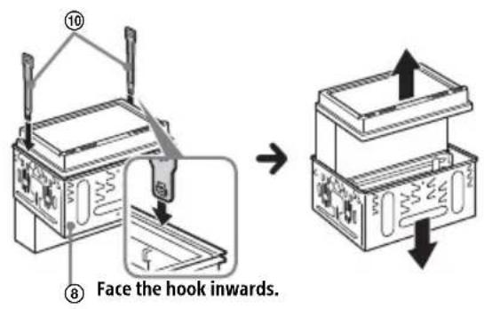 ⑩ ⑧ Face the hook inwards.