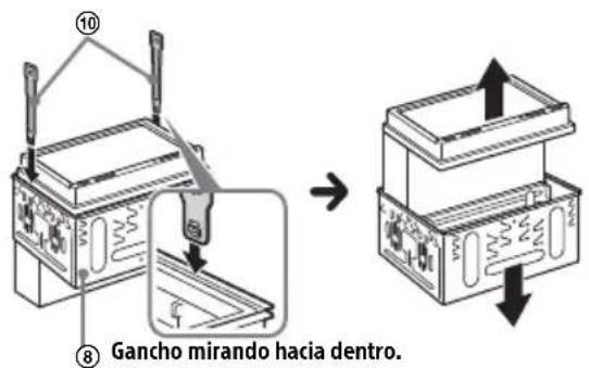 ⑩ ⑧ Gancho mirando hacia dentro. →