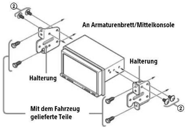An Armaturenbrett/Mittelkonsole Halterung Halterung Mit dem Fahrzeug gelieferte Teile