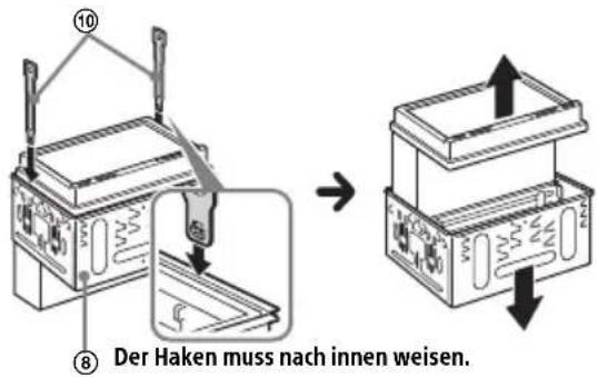⑩ ⑧ Der Haken muss nach innen weisen.