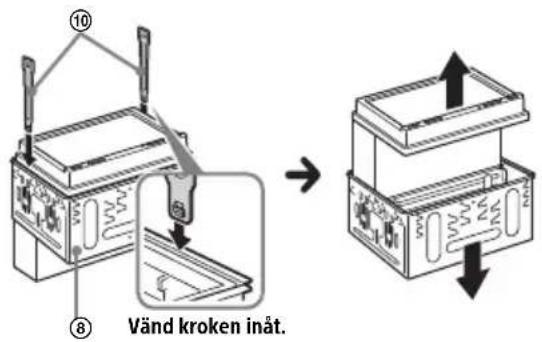 ⑩ ⑧ Vänd kroken inåt.