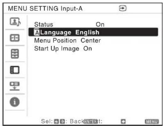 SONY VPLCX275 - Selecting the Menu Language - 2