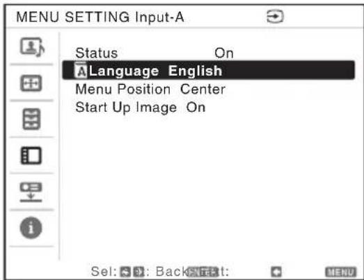 SONY VPLCX275 - Sélection de la langue de menu - 2
