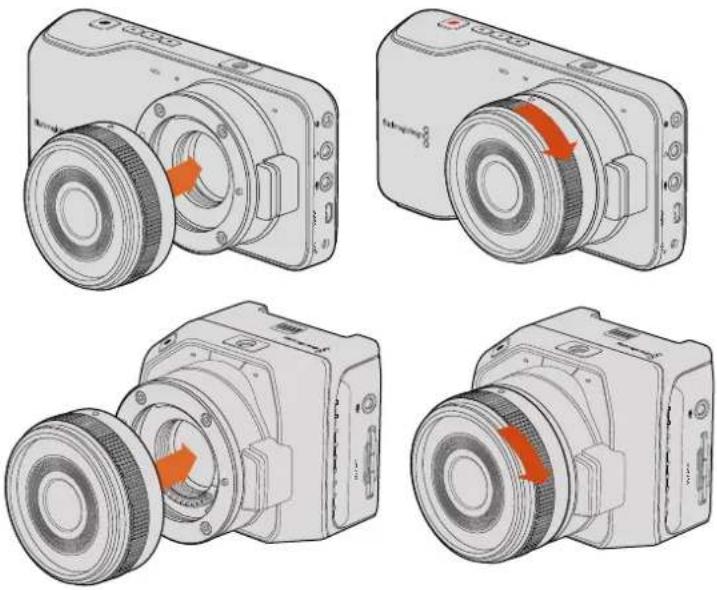 Blackmagic Design Micro Cinema Camera - So bringen Sie ein Objektiv an: - 1