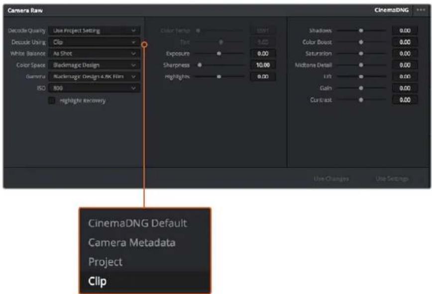 Blackmagic Design Micro Cinema Camera - Para realizar cambios individuales a los ajustes RAW de un clip en particular: - 1