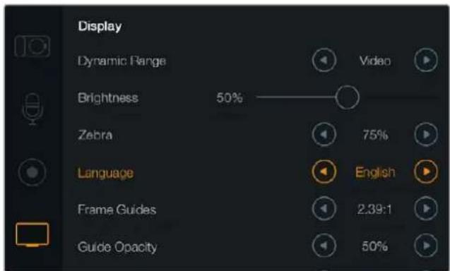 Blackmagic Design Micro Cinema Camera - Язык - 1