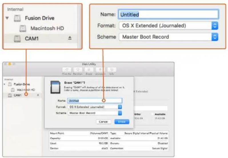 Blackmagic Design Micro Cinema Camera - Préparer une carte SD sur un ordinateur Mac OS X - 1