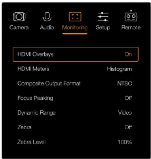 Blackmagic Design Micro Cinema Camera - Information à l'écran HDMI (HDMI Overlays) - 1