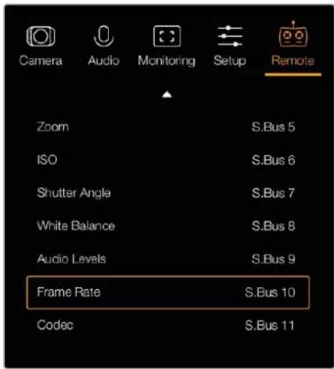 Blackmagic Design Micro Cinema Camera - Paramètres de contrôle à distance (Remote) - 1