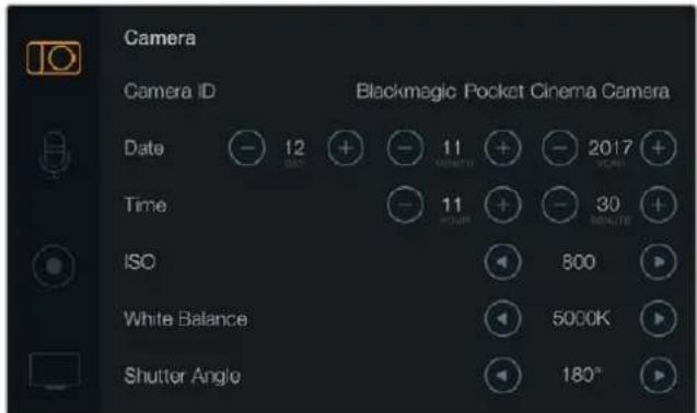 Blackmagic Design Micro Cinema Camera - Настройки камеры - 1