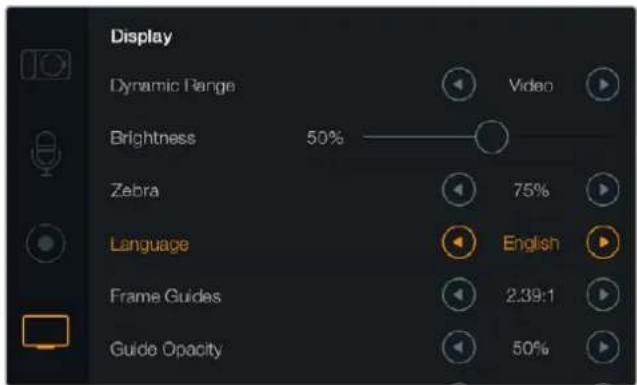 Blackmagic Design Micro Cinema Camera - 언어(Language) - 1
