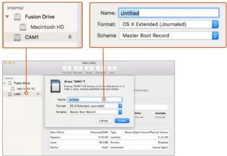 Blackmagic Design Micro Cinema Camera - Mac OS XコンピューターでSDカードを準備する - 1