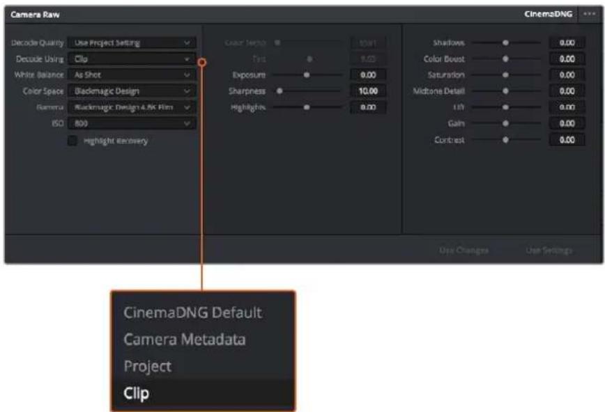 Blackmagic Design Micro Cinema Camera - Pour apporter des changements aux paramètres RAW d'un clip en particulier : - 1