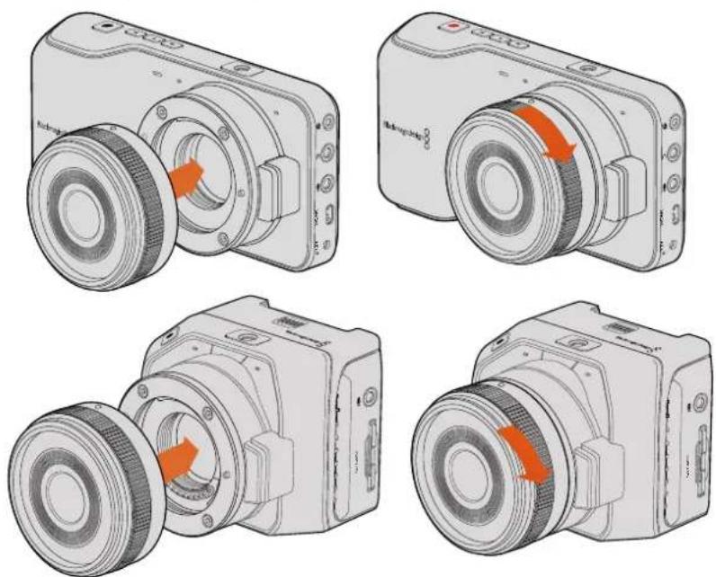 Blackmagic Design Micro Cinema Camera - Порядок установки объектива - 1