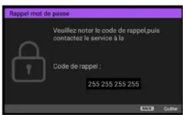 BENQ W2700i - Procédure de rappel de mot de passe - 1