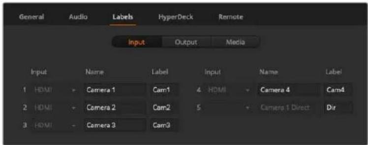Blackmagic Design ATEM mini Pro ISO - ラベル設定 - 1