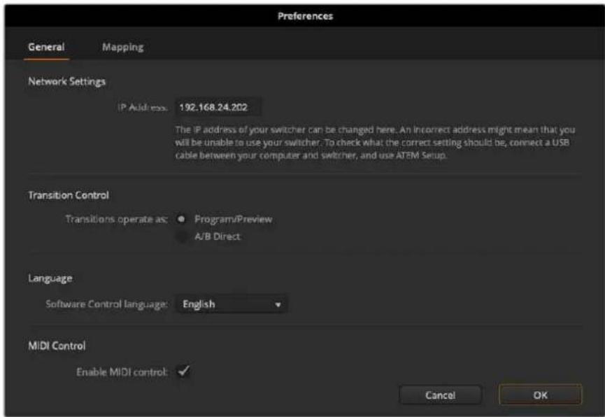 Blackmagic Design ATEM mini Pro ISO - To change the language: - 1