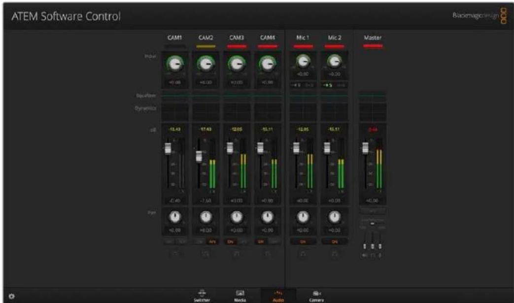 Blackmagic Design ATEM mini Pro ISO - Personalización de la mezcla de audio con controles Fairlight - 1
