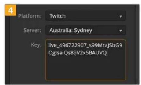 Blackmagic Design ATEM mini Pro ISO - Twitch の 設 定 を コン フィギュレ ー ション する: - 9