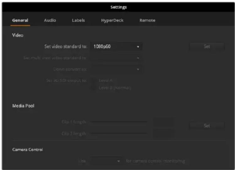 Blackmagic Design ATEM mini Pro ISO - Configuración de ajustes del mezclador - 1