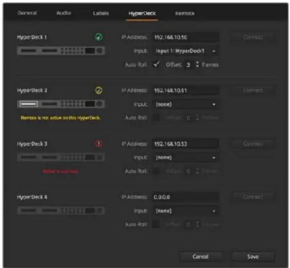 Blackmagic Design ATEM mini Pro ISO - HyperDeck Settings - 1