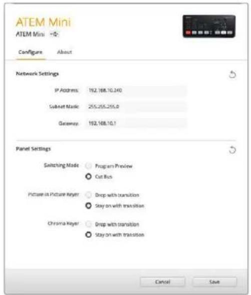 Blackmagic Design ATEM mini Pro ISO - Configure Page - 1