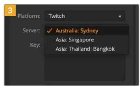 Platform: Twitch Server: ✓ Australia: Sydney Asia: Singapore Asia: Thailand: Bangkok