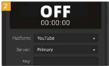 OFF 00:00:00 Platform: YouTube Server: Primary Key: