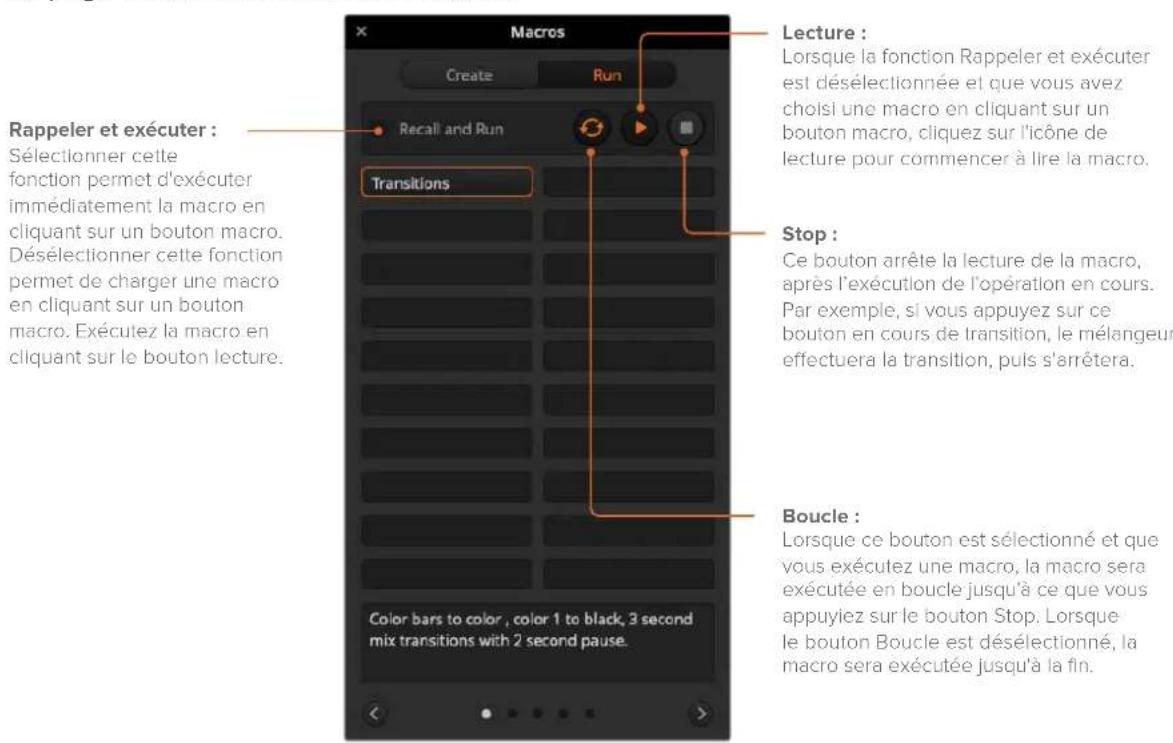 Blackmagic Design ATEM mini Pro ISO - La page Exécuter de la fenêtre Macros - 1