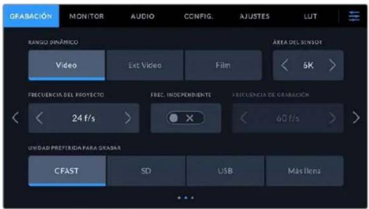 Blackmagic Design Pocket Cinema Camera 6K - Ajustes de grabación 2 - 1