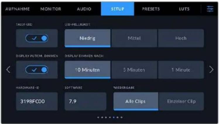 Blackmagic Design Pocket Cinema Camera 6K - SETUP-Einstellungen Seite 5 bzw. 3 - 1
