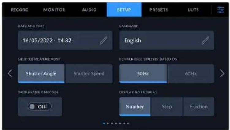 Blackmagic Design Pocket Cinema Camera 6K - Setup Settings 1 - 1