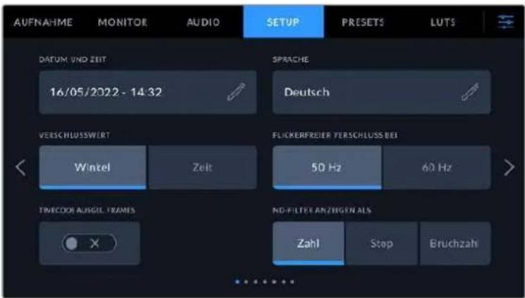 Blackmagic Design Pocket Cinema Camera 6K - SETUP-Einstellungen Seite 1 - 1