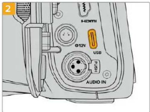 Blackmagic Design Pocket Cinema Camera 6K - To connect to a USB-C flash disk: - 2