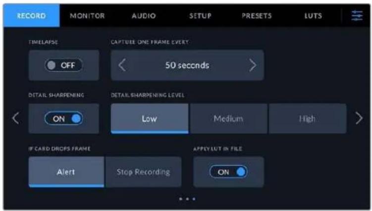 Blackmagic Design Pocket Cinema Camera 6K - Record Settings 3 - 1