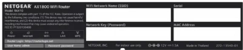 NETGEAR Nighthawk RAX10 - Libellé du routeur - 1