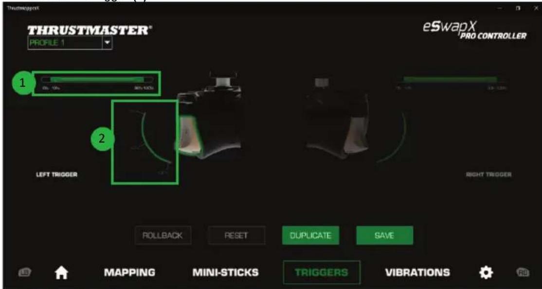 THRUSTMASTER eSwap X Pro - To set the active zone for the triggers: - 1