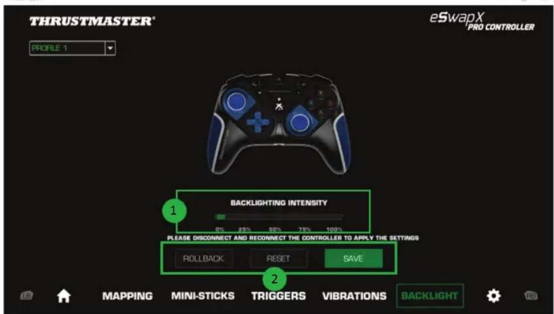 THRUSTMASTER eSwap X Pro - Configuring the backlighting - 1