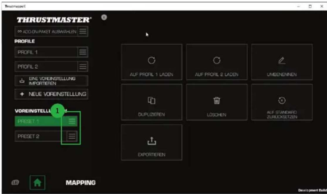 THRUSTMASTER eSwap X Pro - Voreinstellungen verwalten - 1