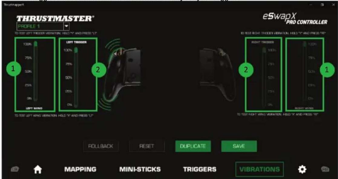 THRUSTMASTER eSwap X Pro - To set the maximum intensity of the vibrations for the triggers: - 1
