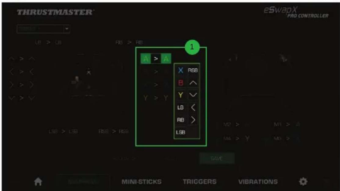 THRUSTMASTER eSwap X Pro - To remap the buttons: - 1