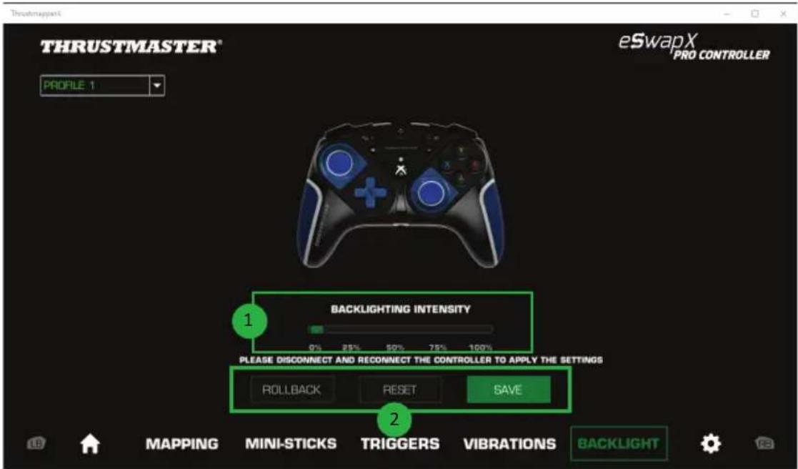 THRUSTMASTER eSwap X Pro - Einstellen der Hintergrundbeleuchting - 1