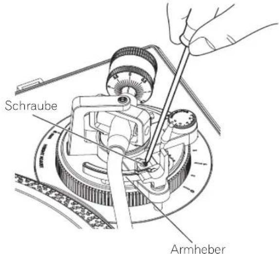 PIONEER PLX500 - Passen Sie die Höhe an, indem Sie die Schraube drehen, während der Armheber nach unten gedrückt wird. - 1