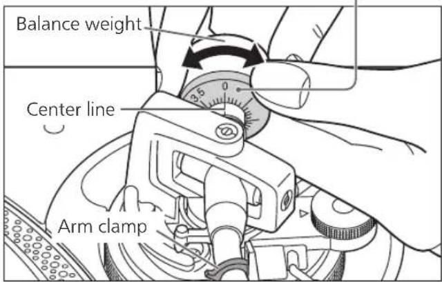 TECHNICS SL1200MK7 - Turn the stylus pressure control until "0" comes to the center line of the rear of the tone arm. - 2
